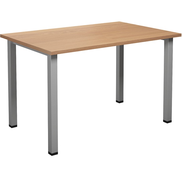 Mehrzwecktisch DUO-U, gerade Platte, BxT 1200 x 800 mm, Buche, silber