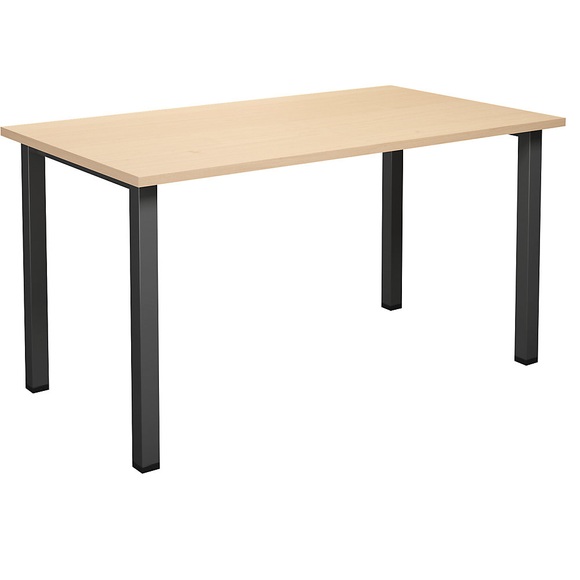 Mehrzwecktisch DUO-U, gerade Platte, BxT 1400 x 800 mm, Birke, schwarz