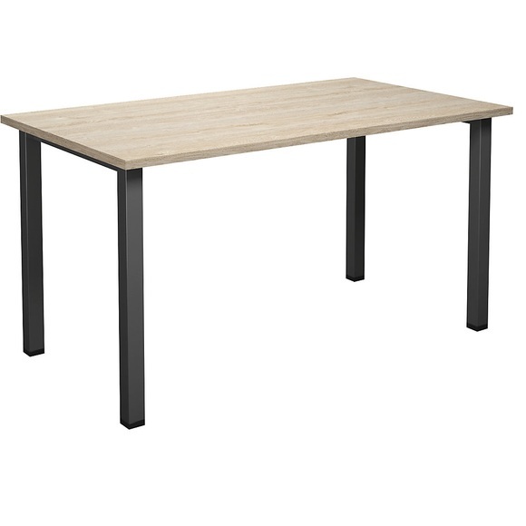 Mehrzwecktisch DUO-U, gerade Platte, BxT 1400 x 800 mm, Eiche, schwarz