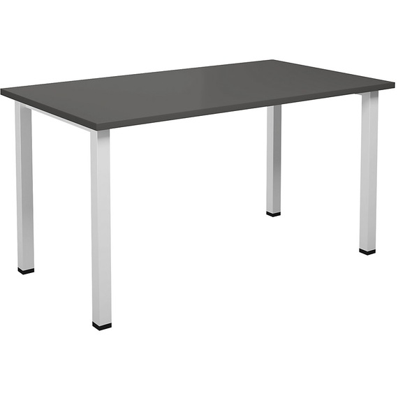Mehrzwecktisch DUO-U, gerade Platte, BxT 1400 x 800 mm, dunkelgrau, weiß
