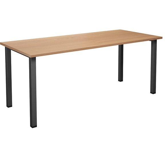 Mehrzwecktisch DUO-U, gerade Platte, BxT 1800 x 800 mm, Buche, schwarz