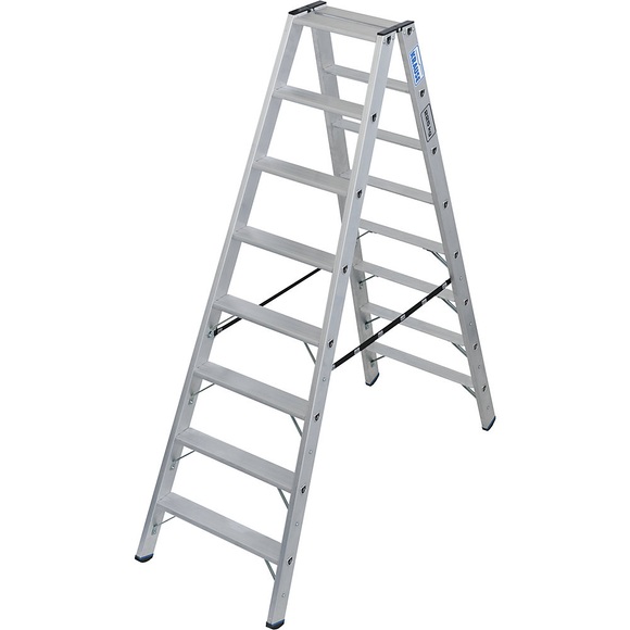 KRAUSE Schwerlast-Stehleiter, beidseitig begehbar, bis 225 kg, 2x8 Stufen