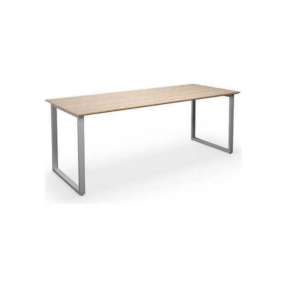 Mehrzwecktisch DUO-O Trend, gerade Platte, BxT 2000 x 800 mm, Eiche, silber