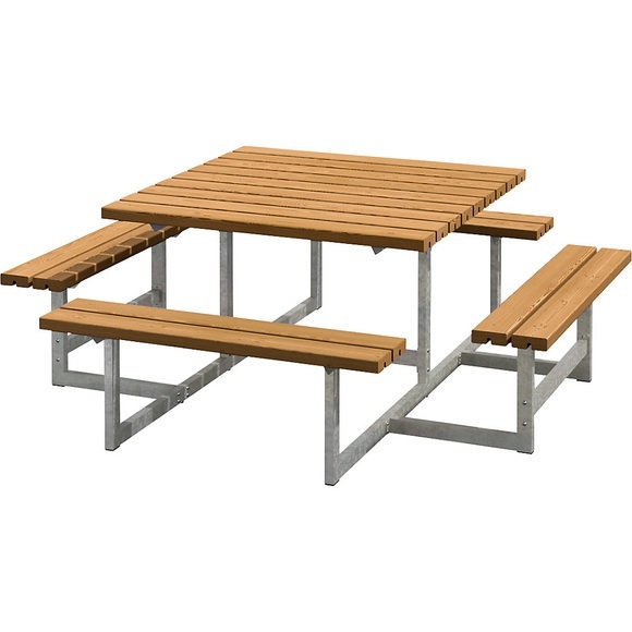Gruppensitzbank für 8 Personen, LxT 2000 x 2000 mm, Teak
