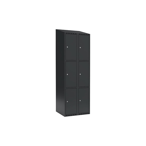 Schließfachschrank Fydor, 3 Fächer, grau, B 600 mm, 2 Abteile, schräge Dachform, Zylinderschloss