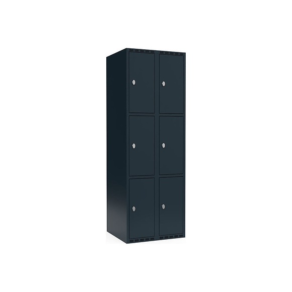 Schließfachschrank Fydor, 3 Fächer, grau, B 600 mm, 2 Abteile, flache Dachform, Vorhängeschloss