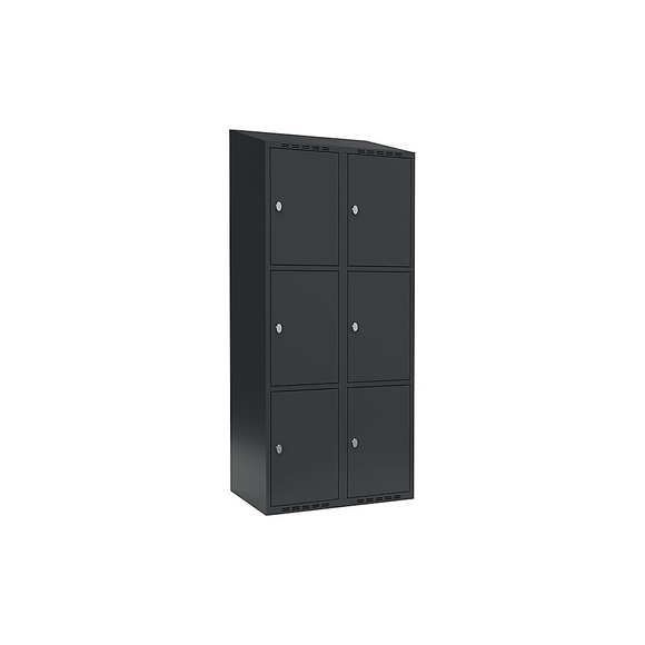 Schließfachschrank Fydor, 3 Fächer, grau, B 800 mm, 2 Abteile, schräge Dachform, Vorhängeschloss