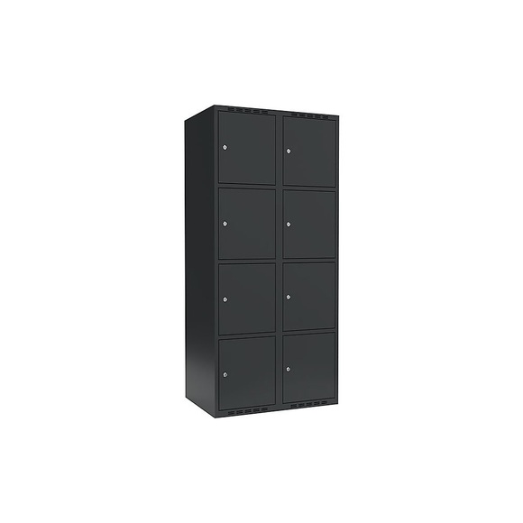 Schließfachschrank Fydor, 4 Fächer, grau, B 800 mm, 2 Abteile, flache Dachform, Zylinderschloss
