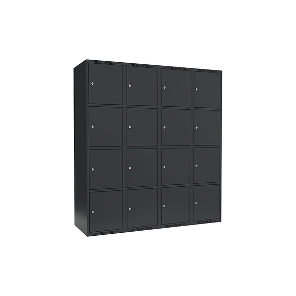 Schließfachschrank Fydor, 4 Fächer, grau, B 1200 mm, 4 Abteile, flache Dachform, Zylinderschloss