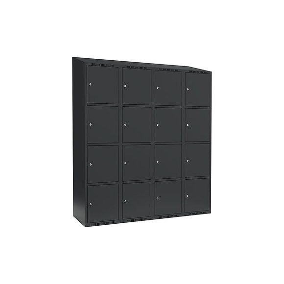 Schließfachschrank Fydor, 4 Fächer, grau, B 1200 mm, 4 Abteile, schräge Dachform, Zylinderschloss