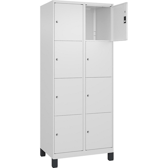 C+P Schließfachschrank Classic PLUS, 2 Abteile, verkehrsweiß, B 800 mm, 8 Fächer, mit Füßen