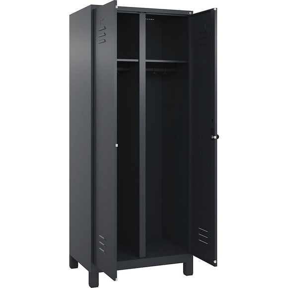 C+P Schwarz-Weiß-Spind Classic PLUS, 1 Abteil, grau, HxB 1950 x 800 mm, mit Füßen, Drehriegel
