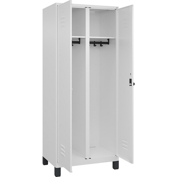 C+P Schwarz-Weiß-Spind Classic PLUS, 1 Abteil, verkehrsweiß, HxB 1950 x 800 mm, mit Füßen, Drehriegel