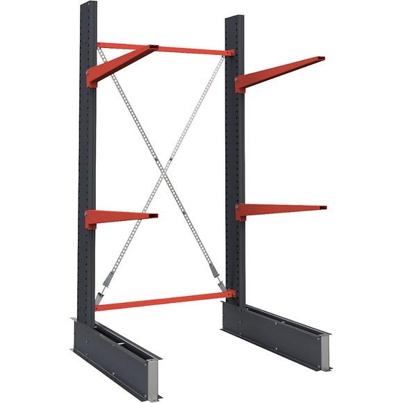 Kragarmregal, einseitig, HxB 2500 x 1500 mm, Kragarm 1000 mm, Grundregal
