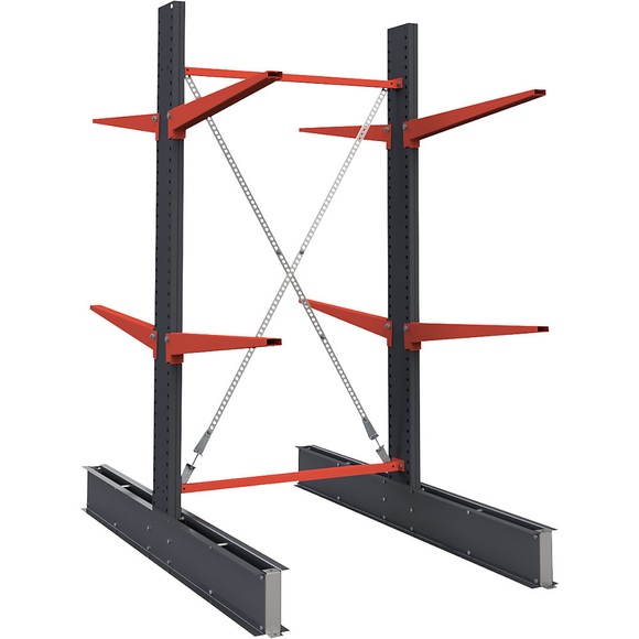 Kragarmregal, doppelseitig, HxB 2500 x 1000 mm, Kragarm 1000 mm, Grundregal