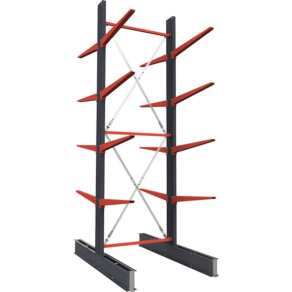 Kragarmregal, doppelseitig, HxB 4000 x 1000 mm, Kragarm 1000 mm, Grundregal