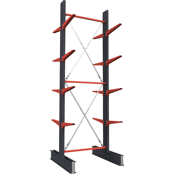 Kragarmregal, doppelseitig, HxB 4000 x 1500 mm, Kragarm 600 mm, Grundregal