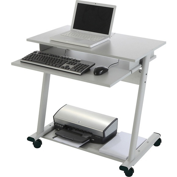 Computertisch Breite 800 mm, 3 Ebenen lichtgrau