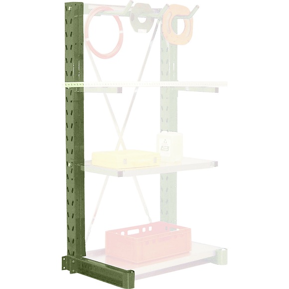 EUROKRAFT Kragarm-Regalständer, Bauart mittelschwer einseitig, Ständerhöhe 2700 mm Traglast 1465 kg, grün