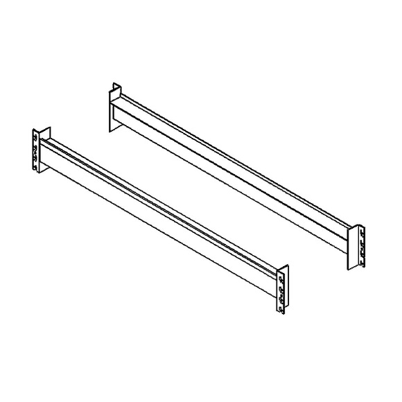 Schwerlastregal-Auflagetraversen, Paar Kastentraversen zur Einlage von Spanplatten, Länge 1350 mm Fachlast 1500 kg, enzianblau RAL 5010