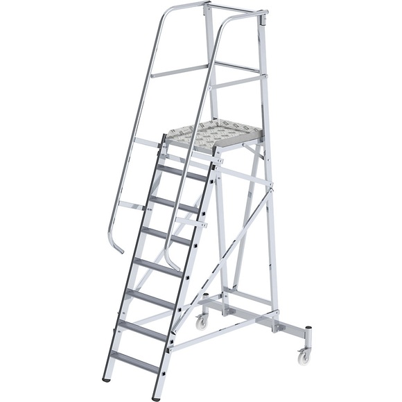 EUROKRAFT Alu-Plattformleiter fahrbar 8 Stufen