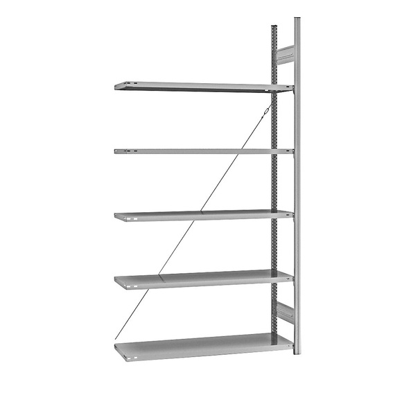 EUROKRAFT Fachboden-Steckregal, verzinkt Regalhöhe 2350 mm, Fachbodenbreite 1215 mm Anbauregal, Fachbodentiefe 450 mm
