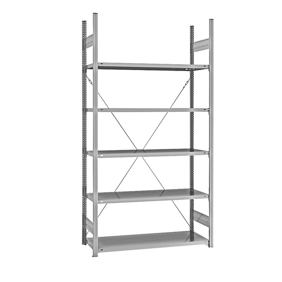 EUROKRAFT Fachboden-Steckregal, verzinkt Regalhöhe 2350 mm, Fachbodenbreite 1215 mm Grundregal, Fachbodentiefe 550 mm