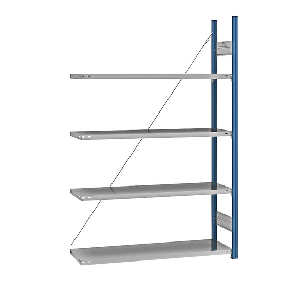 EUROKRAFT Fachboden-Steckregal, blau / verzinkt Regalhöhe 2000 mm, Fachbodenbreite 1215 mm Anbauregal, Fachbodentiefe 450 mm