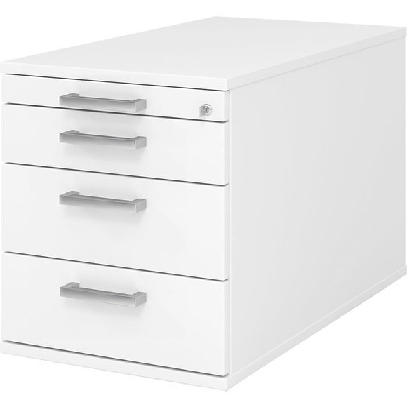 eurokraft pro NICOLA - Rollcontainer, 1 Utensilienschub / 3 Materialschübe, weiß