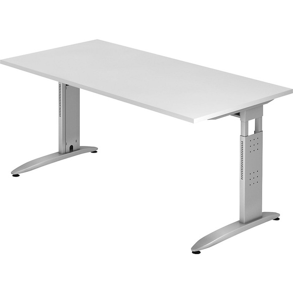 eurokraft pro NICOLA - Schreibtisch, C-Fuß-Gestell, höhenverstellbar, HxBxT 720 x 1600 x 800 mm, weiß