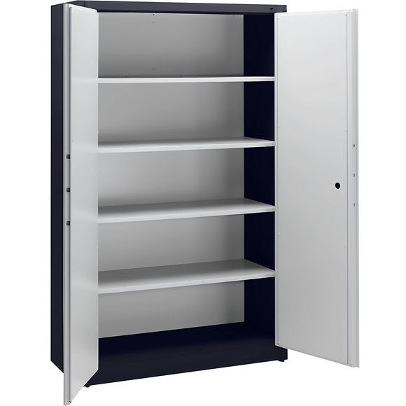 CP Stahlschrank, feuergeschützt 4 Fachböden verstellbar, Breite 1200 mm schwarzgrau / lichtgrau