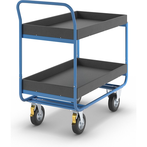 EUROKRAFT Premium-Tischwagen, Tragfähigkeit 150 kg 2 Ladeflächen mit Aufkantung Luftbereifung