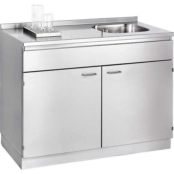 Reinraum-Spülentisch zweitürig, doppelwandig Gesamt-BxTxH 1000 x 600 x 900 mm