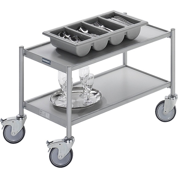 EUROKRAFT Beistellwagen, Tragfähigkeit 150 kg Ladefläche LxB 745 x 390 mm 2 Etagen