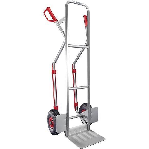 EUROKRAFT Premium-Sackkarre aus Aluminium Modell XL: große und feste Schaufel mit praktischen Gleitkufen