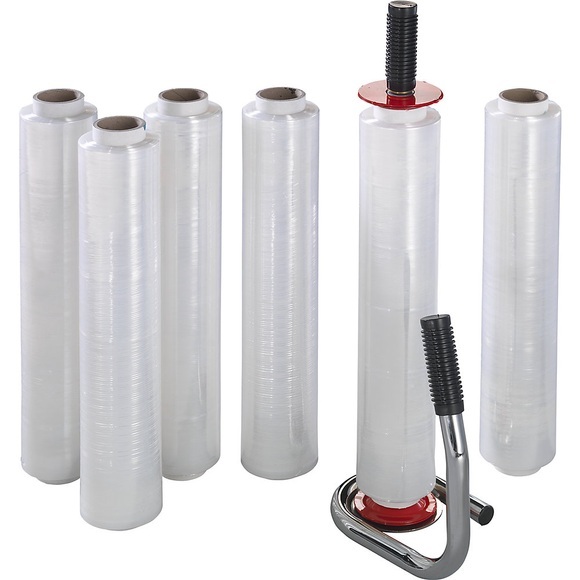 PE-Stretchfolien-Set 6 Rollen Stretchfolie, 1 Handabroller Set