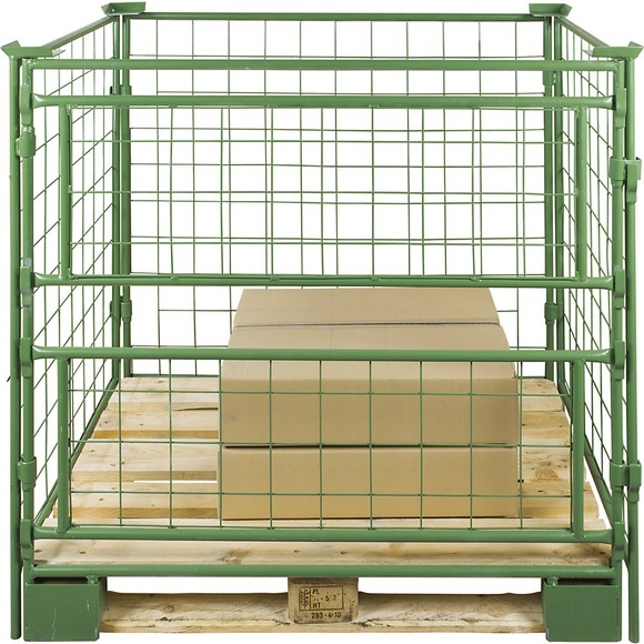Palettenrahmen Nutzhöhe 1600 mm, zum Ansetzen BxL 800 x 1200 mm, 1 Längswand 2-teilig herausnehmbar