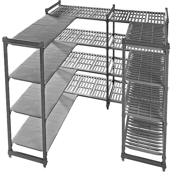 Kunststoff-Steckregalsystem Fachboden-BxT 990 x 610 mm Grundregal, Breite 1070 mm, Boden geschlitzt