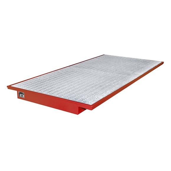 Regal-Einhängewanne Auffangvolumen 200 l LxB 2650 x 1250 / 915 mm, rot lackiert