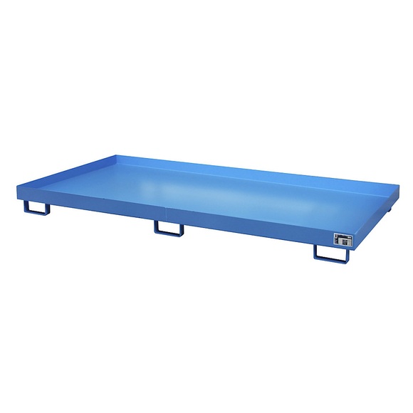 Regal-Bodenwanne 240 l Auffangvolumen, LxBxH 2650 x 1300 x 210 mm ohne Gitterrost, blau lackiert