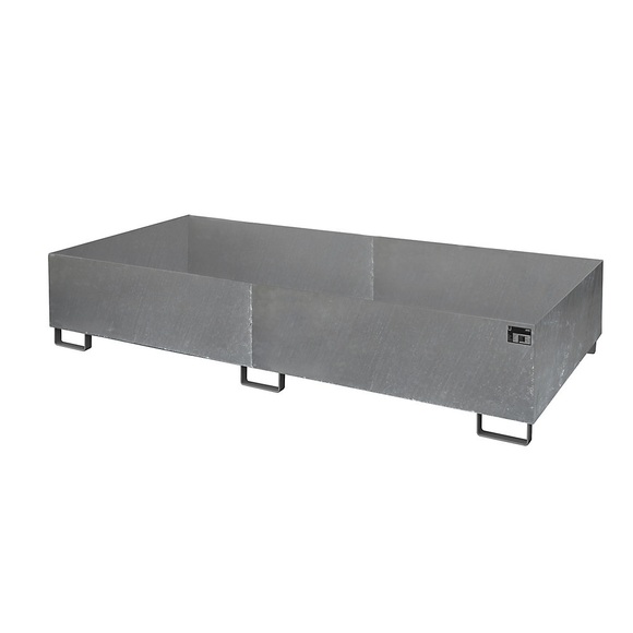 Regal-Bodenwanne 1000 l Auffangvolumen, LxBxH 2650 x 1300 x 435 mm ohne Gitterrost, feuerverzinkt