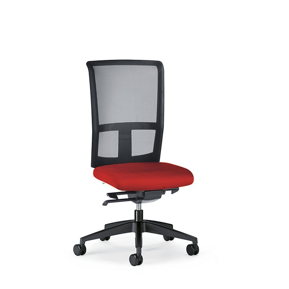 interstuhl Bürodrehstuhl GOAL AIR, Rückenlehnenhöhe 545 mm Gestell schwarz, mit weichen Rollen feuerrot, Sitztiefe 410 - 460 mm