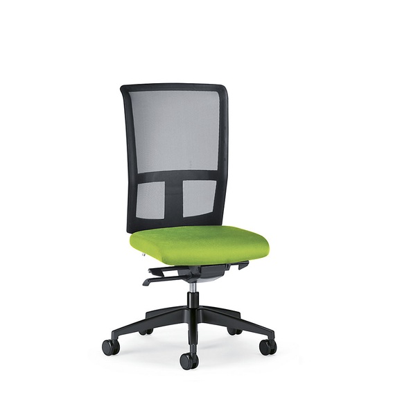 interstuhl Bürodrehstuhl GOAL AIR, Rückenlehnenhöhe 545 mm Gestell schwarz, mit weichen Rollen gelbgrün, Sitztiefe 410 mm