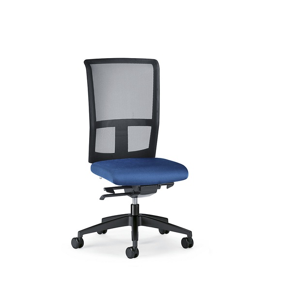 interstuhl Bürodrehstuhl GOAL AIR, Rückenlehnenhöhe 545 mm Gestell schwarz, mit harten Rollen enzianblau, Sitztiefe 410 - 460 mm