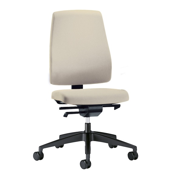 interstuhl Bürodrehstuhl GOAL, Rückenlehnenhöhe 530 mm Gestell schwarz, mit weichen Rollen beige, Sitztiefe 410 mm