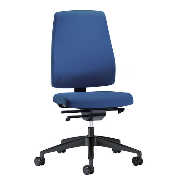 interstuhl Bürodrehstuhl GOAL, Rückenlehnenhöhe 530 mm Gestell schwarz, mit weichen Rollen enzianblau, Sitztiefe 410 mm