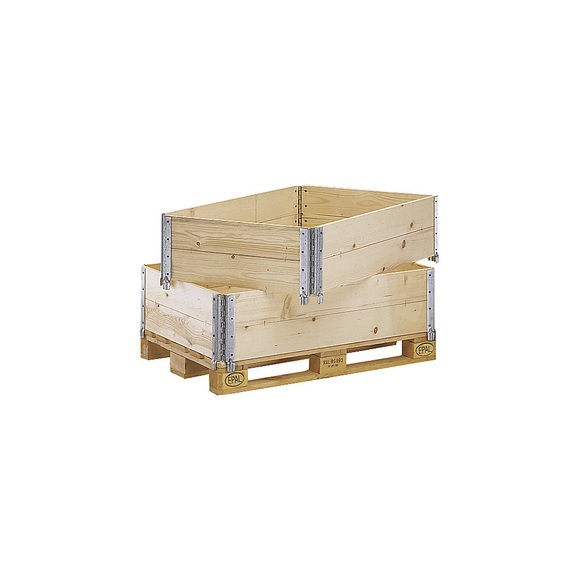 Holzaufsatzrahmen für Palette im Euroformat diagonal klappbar, mit 4 Scharnieren Nutzhöhe 400 mm