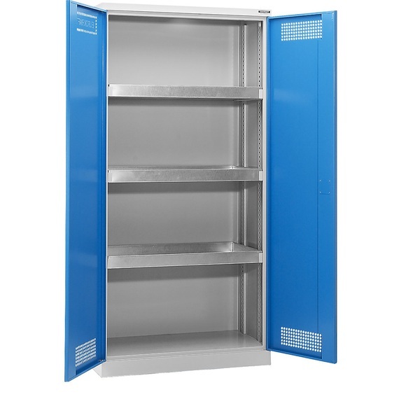 EUROKRAFT Umweltschrank mit Vollblechtüren, 4 Lagerebenen Breite 950 mm