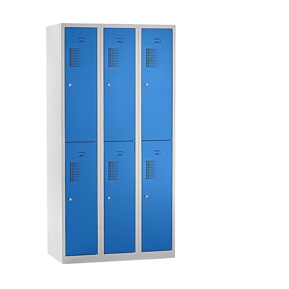 QUIPO Spind, 6 Abteile, Breite 900 mm HxT 1800 x 500 mm Türfarbe Lichtblau, Korpus lichtgrau