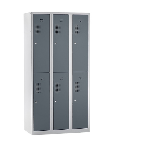 QUIPO Spind, 6 Abteile, Breite 900 mm HxT 1800 x 500 mm Türfarbe Basaltgrau, Korpus lichtgrau